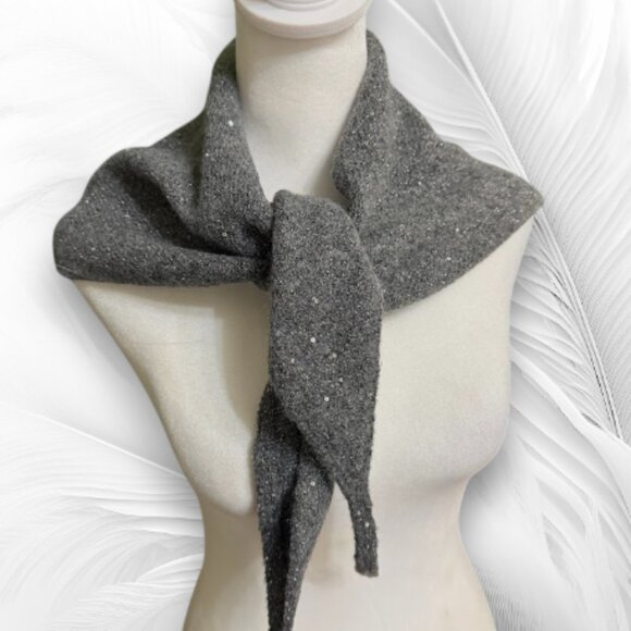 Soft Grey Sparkly Knit Shawl Wrap Scarf - Picture 3 of 4